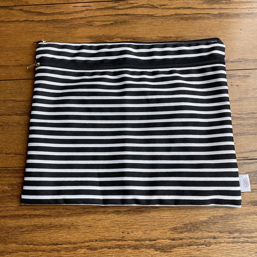 Logan and Lenora wet dry bag - black and white strip.
